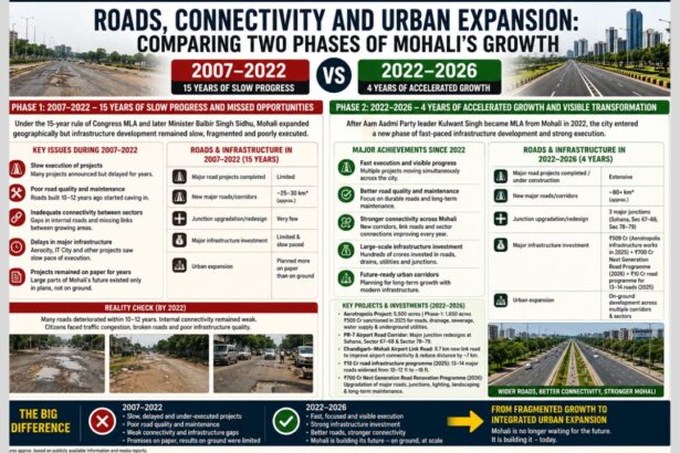 Mohali Infrastructure Growth: Comparing Roads, Connectivity And Urban Expansion Between 2007–2022 And 2022–2026