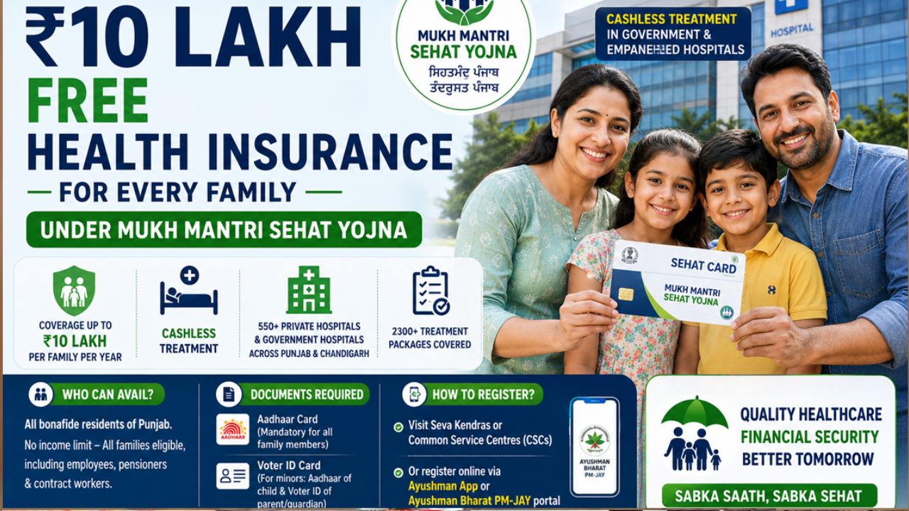 Punjab’s ₹10 Lakh Free Health Insurance Scheme Under Mukh Mantri Sehat Yojna