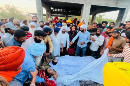 MLA Kulwant Singh meeting family members and villagers in Mojpur to offer condolences following the tragic loss of three children.
