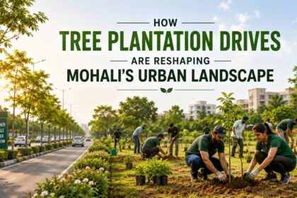 Tree plantation activities and green corridors contributing to Mohali's expanding urban greenery.