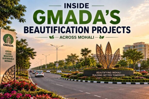 Landscaped roads, green belts and public spaces developed through GMADA beautification projects in Mohali.