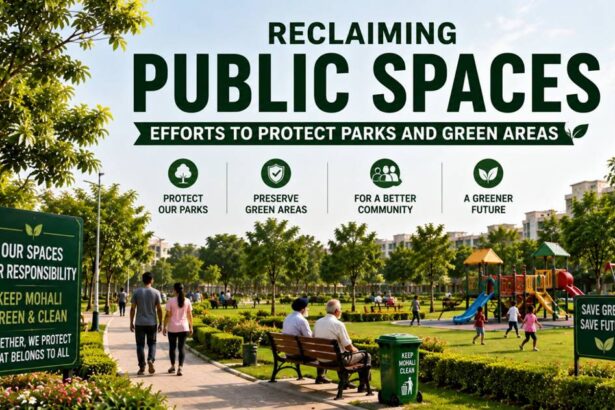 Well-maintained parks and protected green spaces contributing to Mohali's sustainable urban development.