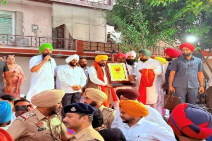 Chief Minister Bhagwant Mann interacting with residents during a public meeting in village Seneta, Mohali.