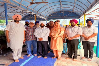 MLA Kulwant Singh attending a thanksgiving religious gathering at Gurdwara Sahib in Ward 5, Mohali, and congratulating Councillor Arvinder Kaur