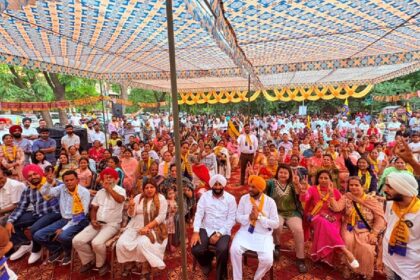 MLA Kulwant Singh interacting with residents during an election campaign in support of Gurjit Singh in Ward 32, Mohali.