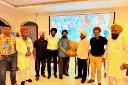 MLA Kulwant Singh interacting with residents during an election campaign in support of Harpal Singh Brar in Ward 50, Mohali.