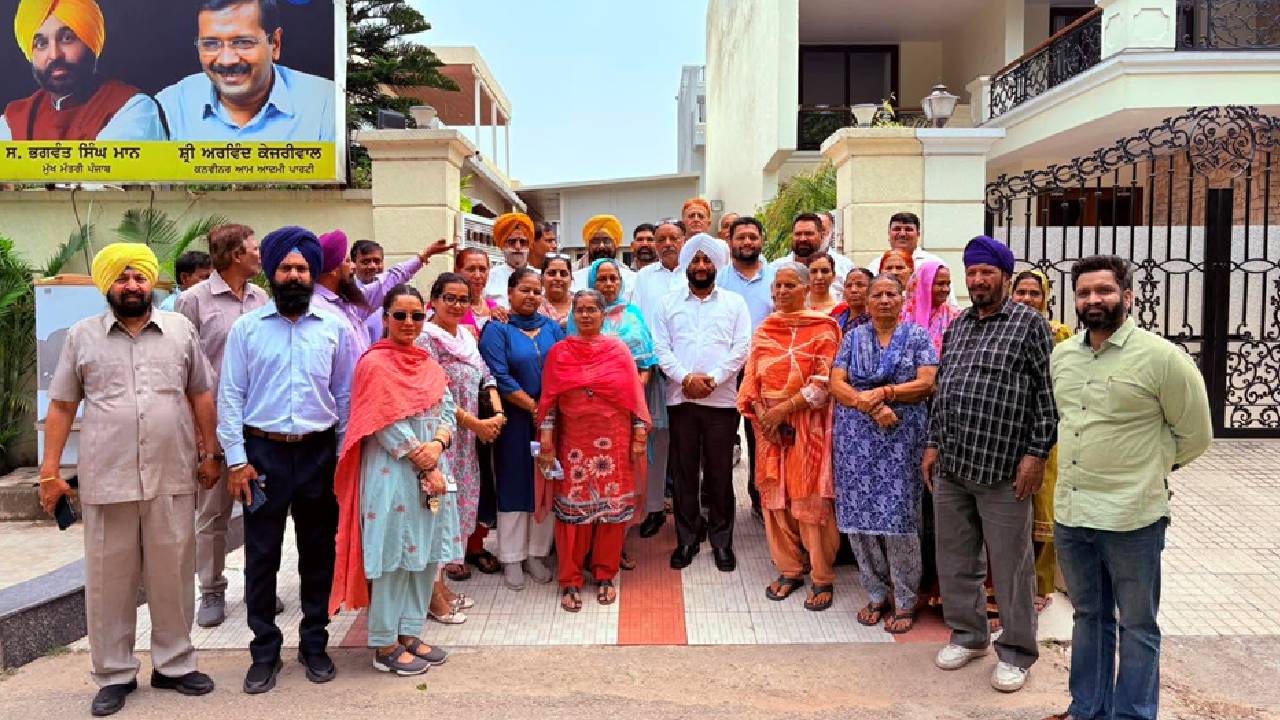 MLA Kulwant Singh meeting residents at his office and discussing public concerns and local development issues in Mohali.