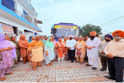MLA Kulwant Singh flags off a pilgrimage bus carrying senior citizens from Chilla village, SAS Nagar Mohali, under the Chief Minister's Pilgrimage Scheme.