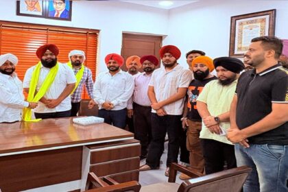 MLA Kulwant Singh congratulates Biswpreet Singh on his appointment as Youth Wing Area Coordinator in Mohali
