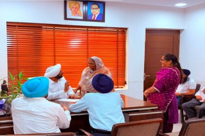 MLA Kulwant Singh interacting with residents of SAS Nagar Mohali during a public meeting focused on addressing local concerns and promoting citizen-centric governance