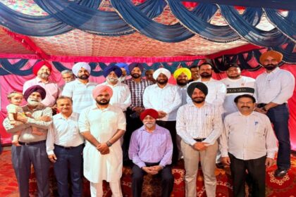MLA Kulwant Singh attending a felicitation ceremony honouring the newly elected Mayor, Deputy Mayors, and councillors of the Mohali Municipal Corporation in Ward No. 44.