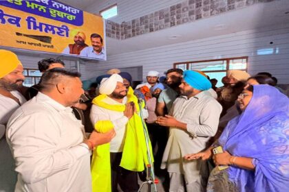 MLA Kulwant Singh interacting with villagers during a Lok Milni programme in Saidpur village, SAS Nagar Mohali, discussing public grievances and development initiatives