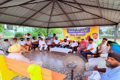 MLA Kulwant Singh interacting with residents during a Lok Milni meeting in Thaska village, SAS Nagar Mohali, to hear public grievances and discuss local development