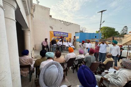 MLA Kulwant Singh interacting with residents during a community meeting in Manak Majra village, SAS Nagar Mohali, discussing development works and public welfare initiatives.