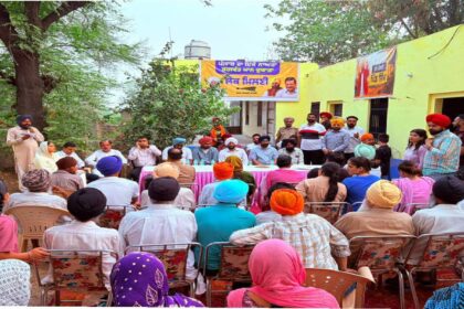 MLA Kulwant Singh inaugurating the newly constructed village gym in Manana village, SAS Nagar Mohali, during a public meeting with local residents