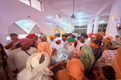 MLA Kulwant Singh interacting with residents during a public meeting in Tangori village, SAS Nagar Mohali, discussing development projects and public welfare initiatives