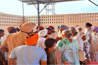 MLA Kulwant Singh interacting with residents during a Lok Milni meeting in Kalon village, SAS Nagar Mohali, discussing local issues and Punjab Government development initiatives