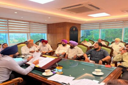 Mayor Sarabjeet Singh Samana meeting residents from different areas of SAS Nagar Mohali at his office to hear civic issues and public grievances
