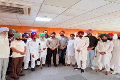 Mayor Sarabjeet Singh Samana meeting residents from different areas of SAS Nagar Mohali at his office to discuss civic issues and public services