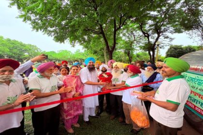 MLA Kulwant Singh and MP Malwinder Singh Kang inaugurating an open gym and dedicating a water tanker to residents of Sector 69, SAS Nagar Mohali