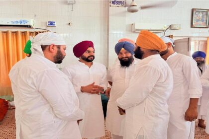 Mayor Sarabjeet Singh Samana attends the Antim Ardas of late Ujagar Singh Saini at Kurda village in SAS Nagar Mohali and offers condolences to the family