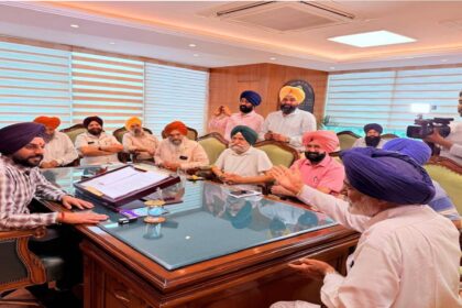 Mayor Sarabjeet Singh Samana meeting respected community members and prominent residents at his office in SAS Nagar Mohali