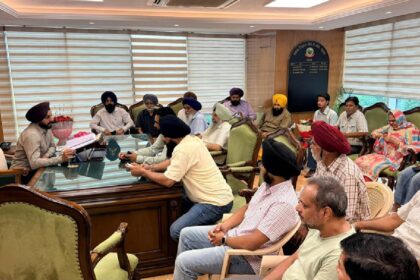 Mayor Sarabjeet Singh Samana meeting constituency residents at his office in SAS Nagar Mohali to hear civic concerns and receive well-wishers