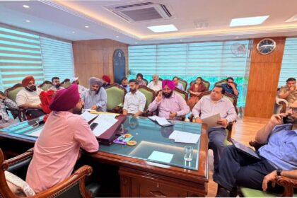 Mayor Sarabjeet Singh Samana meeting well-wishers and residents at his office in SAS Nagar Mohali while listening to their civic concerns