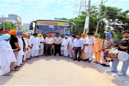 Mayor Sarabjeet Singh Samana flags off two Chief Minister's Pilgrimage Scheme buses from Mauli Baidwan in SAS Nagar Mohali for senior citizens.