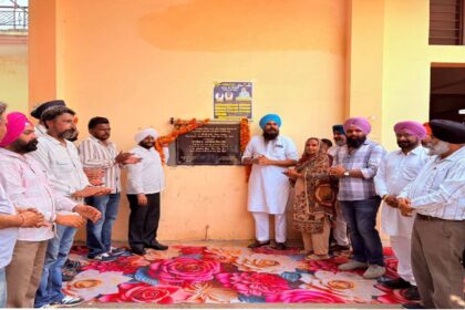 MLA Kulwant Singh and MP Malwinder Singh Kang inaugurating solar LED street lights in Landran village, SAS Nagar Mohali, to improve public safety