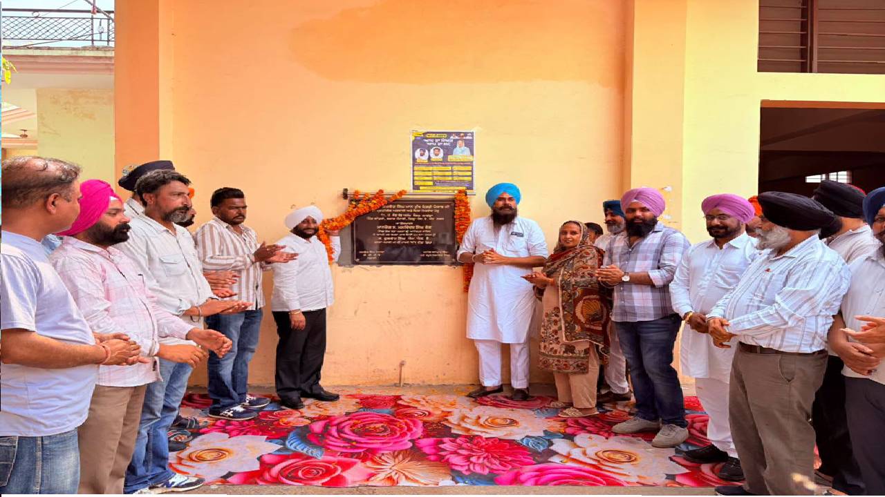 MLA Kulwant Singh and MP Malwinder Singh Kang inaugurating solar LED street lights in Landran village, SAS Nagar Mohali, to improve public safety