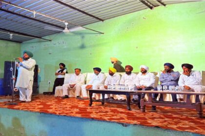 MLA Kulwant Singh inaugurating a newly constructed village gym during a Lok Milni programme in Dhelpur village, SAS Nagar Mohali