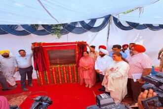MLA Kulwant Singh at the foundation stone-laying ceremony for the Working Women Hostel in Sector 66, SAS Nagar Mohali, under the Punjab Government's women's welfare initiative