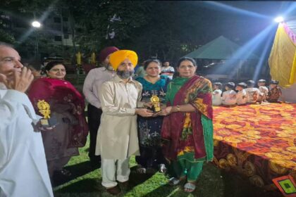 Jaswant Kaur participates in a Tiyan celebration at Ward No. 4 Mohali with prominent women from the community