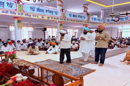 MLA Kulwant Singh attends the funeral of young Amritpal Singh in Mataur village, Mohali