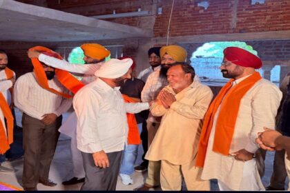 MLA Kulwant Singh interacts with villagers during a Lok Milani programme at Alipur village in Mohali.