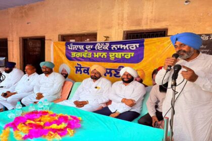 MLA Kulwant Singh interacting with villagers during a Lok Milani programme at Mote Majra in Mohali