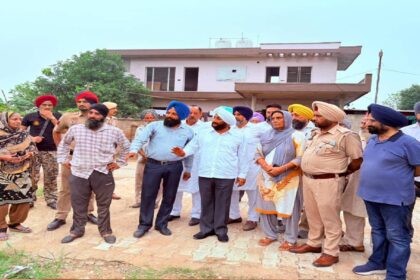 MLA Kulwant Singh interacts with villagers during a Lok Milani programme at Safipur village in Mohali.
