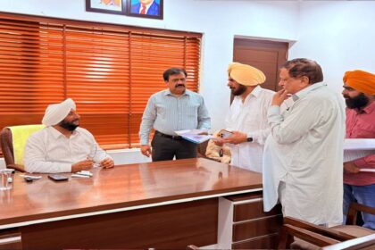 MLA Kulwant Singh meeting residents from different areas of Mohali during a public meeting at his office.