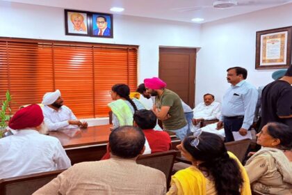 MLA Kulwant Singh meets residents from different areas of Mohali during a public meeting at his office