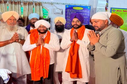 MLA Kulwant Singh participates in a Sukhmani Sahib path and prayer programme at Gurdwara Sahib in Samana Kalan.