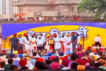 Large gathering of residents at Barmajra village in Mohali to listen to Chief Minister Bhagwant Singh Mann.