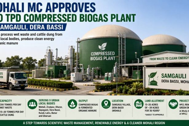 Proposed 300 TPD compressed biogas plant at Samgauli in Dera Bassi near Mohali.
