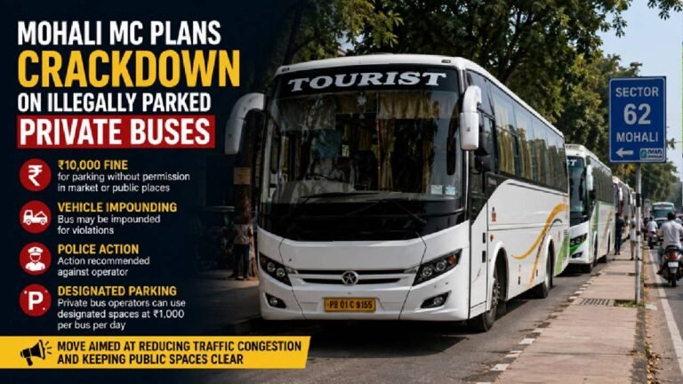 Article Headline: Mohali MC Plans Crackdown on Illegally Parked Private Buses