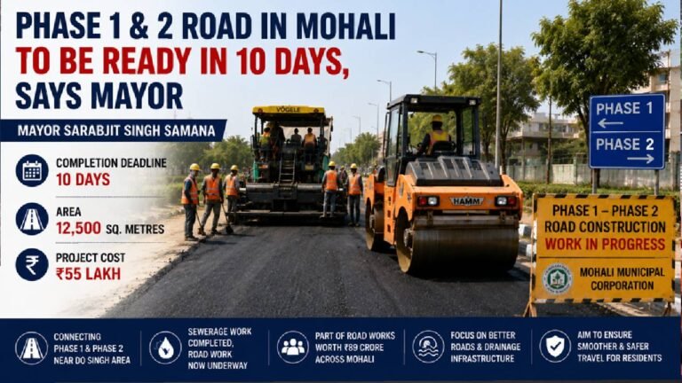 Phase 1–2 Road in Mohali to Be Ready in 10 Days, Says Mayor Sarabjit Singh Samana