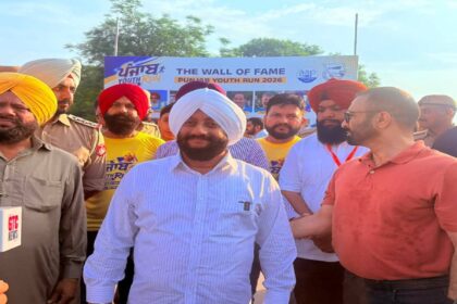 Young participants take part in the Punjab Youth Run Marathon organised by the AAP Youth Wing in Mohali.