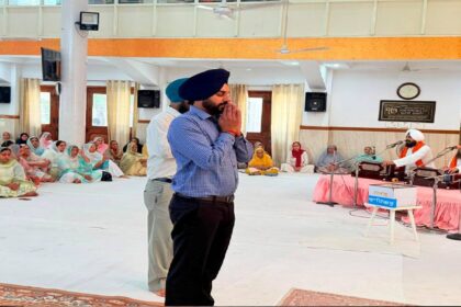 Mayor Sarabjeet Singh Samana attends the Antim Ardas of late Sardarni Swaran Kaur Ji at Gurdwara Sri Kalgidhar Singh Sabha, Phase 4, Mohali, and offers condolences to the family