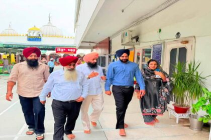 Mayor Sarabjeet Singh Samana attends the 50th birthday celebration of Kulwinderjit Kaur Ji at Gurdwara Sri Kalgidhar Singh Sabha, Phase 4, Mohali