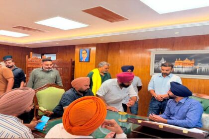 Mayor Sarabjeet Singh Samana meets residents from different areas of SAS Nagar Mohali at his office to hear civic concerns and public grievances