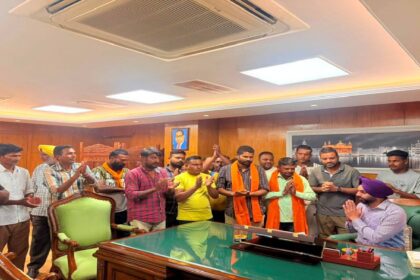 Mayor Sarabjeet Singh Samana meets residents from different areas of SAS Nagar Mohali at his office to hear civic concerns and public grievances
